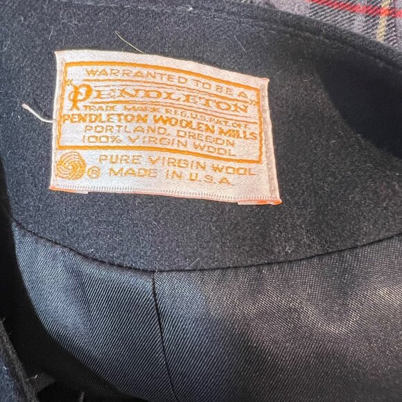 Vintage Pendleton Womens Tartan Gray Plaid Wool Vest Black Belvet Trim Size 6 - Picture 8 of 9